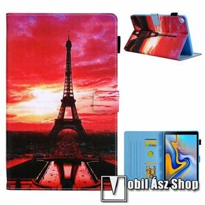 Notesz tok / mappa tok - EIFFEL TORONY MINTÁS - asztali tartó funkciós, oldalra nyíló, bankkártyatartó zsebekkel, ceruzatartó, szilikon belső - SAMSUNG Galaxy Tab A7 10.4 (2020) (SM-T500/T505) / (2022) (SM-T509) kép