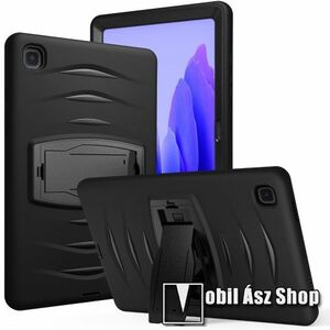 OTT! SHOCKPROOF STAND műanyag védő tok / hátlap - FEKETE - szilikon betétes, asztali tartó funkciós, három rétegű, ERŐS VÉDELEM! - SAMSUNG Galaxy Tab A7 10.4 (2020) (SM-T500/T505) / (2022) (SM-T509) kép
