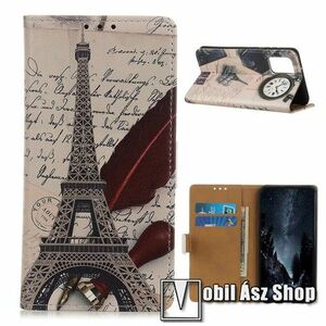 Notesz / mappa tok - EIFFEL TORONY MINTÁS - oldalra nyíló, rejtett mágneses záródás, belső zseb, asztali tartó funkció, szilikon belső - HUAWEI P smart (2021) / HUAWEI Y7a kép