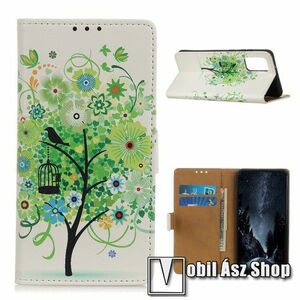 Notesz / mappa tok - ZÖLD FA MINTÁS - oldalra nyíló, rejtett mágneses záródás, belső zseb, asztali tartó funkció, szilikon belső - Xiaomi Mi 10T 5G / Mi 10T Pro 5G / Redmi K30S kép