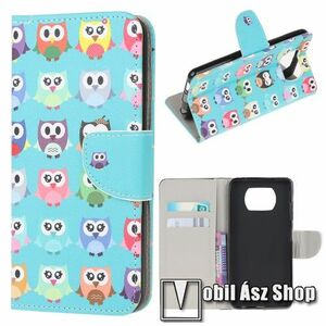 Notesz / mappa tok - SZÍNES BAGOLY MINTÁS - oldalra nyíló, rejtett mágneses záródás, bankkártyatartó zseb, asztali tartó funkció, szilikon belső - Xiaomi Poco X3 / Poco X3 NFC / Poco X3 Pro kép