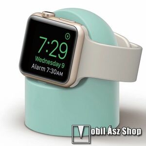 Okosóra asztali töltő állvány / dokkoló - szilikon, kábelelvezető, a töltő NEM TARTOZÉK! - ZÖLD - Apple Watch Series 1 / 2 / 3 / 4 / 5 / 6 / SE kép
