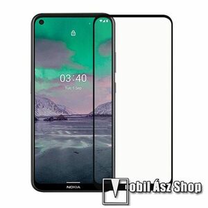 Előlap védő karcálló edzett üveg - FEKETE - 0.2mm, 9H, 2.5D, Arc Edge, A teljes felületén tapad! - A TELJES KIJELZŐT VÉDI! - NOKIA 3.4 kép