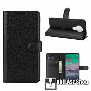 WALLET notesz tok / flip tok - FEKETE - asztali tartó funkciós, oldalra nyíló, rejtett mágneses záródás, bankkártyatartó zseb, szilikon belső - NOKIA 3.4 (2020) kép