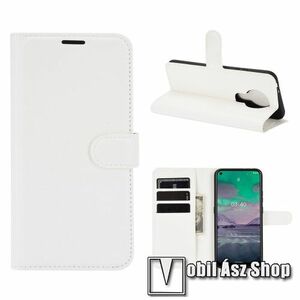 WALLET notesz tok / flip tok - FEHÉR - asztali tartó funkciós, oldalra nyíló, rejtett mágneses záródás, bankkártyatartó zseb, szilikon belső - NOKIA 3.4 (2020) kép