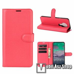 WALLET notesz tok / flip tok - PIROS - asztali tartó funkciós, oldalra nyíló, rejtett mágneses záródás, bankkártyatartó zseb, szilikon belső - NOKIA 3.4 (2020) kép