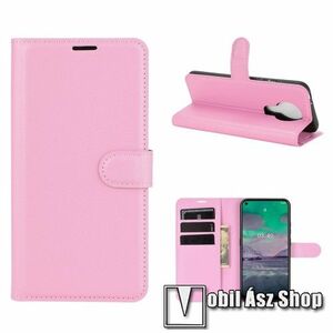 WALLET notesz tok / flip tok - RÓZSASZÍN - asztali tartó funkciós, oldalra nyíló, rejtett mágneses záródás, bankkártyatartó zseb, szilikon belső - NOKIA 3.4 (2020) kép