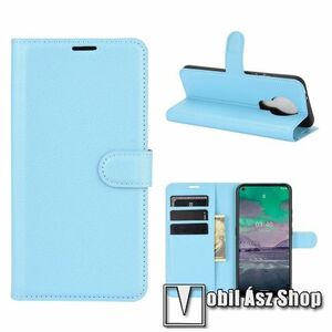 WALLET notesz tok / flip tok - VILÁGOSKÉK - asztali tartó funkciós, oldalra nyíló, rejtett mágneses záródás, bankkártyatartó zseb, szilikon belső - NOKIA 3.4 (2020) kép