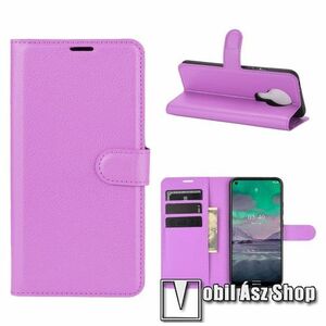 WALLET notesz tok / flip tok - LILA - asztali tartó funkciós, oldalra nyíló, rejtett mágneses záródás, bankkártyatartó zseb, szilikon belső - NOKIA 3.4 (2020) kép