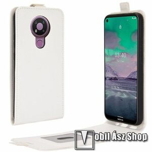 SLIM FLIP tok - FEHÉR - lefelé nyíló, rejtett mágneses záródás, szilikon belső, bankkártya tartó, előlapi hangszóró nyílás - NOKIA 3.4 (2020) kép