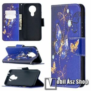 Notesz / mappa tok - PILLANGÓ MINTÁS - oldalra nyíló, rejtett mágneses záródás, belső zseb, asztali tartó funkció, szilikon belső - NOKIA 3.4 (2020) kép