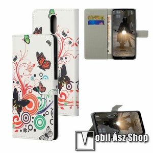 Notesz / mappa tok - VIRÁG / PILLANGÓ MINTÁS - oldalra nyíló, rejtett mágneses záródás, belső zseb, asztali tartó funkció, szilikon belső - NOKIA 2.4 (2020) kép