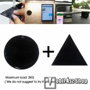 UNIVERZÁLIS Magical Gel csúszásgátló pad gépkocsi műszerfalra / asztalra - 2db, kör és háromszög alakú 78mm, mosható, maximum 2kg-ig terhelhető! - NANO-PAD tulajdonság - FEKETE kép