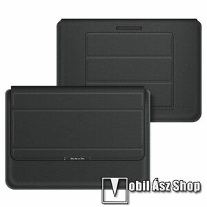 UNIVERZÁLIS Tablet / Laptop tok / táska - FEKETE - vízálló PU bőr, mágneses záródás, asztali tartó funkciós, csukló alátámasztás - 11-12"-os készülékekhez ajánlott kép