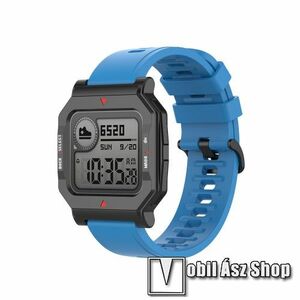 Okosóra szíj - szilikon - ÉGSZÍNKÉK - 120mm+85mm hosszú, 20mm széles, 140-220mm átmérőjű csuklóméretig - SAMSUNG Galaxy Watch 42mm / Amazfit GTS / Galaxy Watch3 41mm / HUAWEI Watch GT 2 42mm / Galaxy Watch Active / Active 2 kép