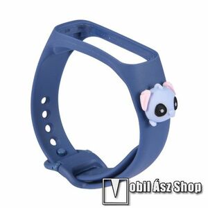 Okosóra szilikon szíj - KÉK 3D ELEFÁNT MINTÁS - 94mm+120mm hosszú, 155-198mm átmérőjű csuklóméretig ajánlott - SAMSUNG SM-R375 Galaxy Fit e kép