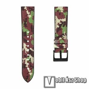 Okosóra szíj - TEREPMINTÁS - szilikon / PU bőrrel bevont - 90mm + 120mm hosszú, 20mm széles, 130-210mm-es átmérőjű csuklóméretig - SAMSUNG Galaxy Watch 42mm / Amazfit GTS / Galaxy Watch3 41mm / HUAWEI Watch GT 2 42mm / Watch Active / Active 2 kép