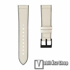 Okosóra szíj - FEHÉR - szilikon / PU bőrrel bevont - 90mm + 120mm hosszú, 22mm széles, 130-210mm-es átmérőjű csuklóméretig - SAMSUNG Galaxy Watch 46mm / Watch GT2 46mm / Watch GT 2e / Galaxy Watch3 45mm / Honor MagicWatch 2 46mm kép