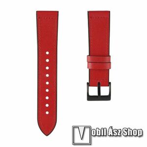 Okosóra szíj - PIROS - szilikon / PU bőrrel bevont - 90mm + 120mm hosszú, 22mm széles, 130-210mm-es átmérőjű csuklóméretig - SAMSUNG Galaxy Watch 46mm / Watch GT2 46mm / Watch GT 2e / Galaxy Watch3 45mm / Honor MagicWatch 2 46mm kép