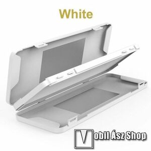 Hordozható műanyag védő tok védőmaszkokhoz - 1db, por és szennyeződésgátló, tükörrel, 2db maszk tárolására alkalmas, 184 x 68 x 15mm - FEHÉR kép