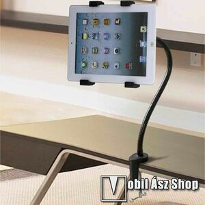 UNIVERZÁLIS Tablet tartó / asztali állvány - 500mm-es felxibilis kar, csúszásgátló, asztalhoz rögzíthető bilincs 60mm(max), 360°-ban forgatható, 7-10.1"-os készülékekez ajánlott - FEKETE kép