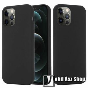 Szilikon védő tok / hátlap - mikroszálas szövettel bevont belsővel, MagSafe-rögzítésű, vezeték nélküli töltés támogatás - FEKETE - APPLE iPhone 12 mini kép