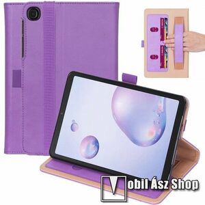 Notesz tok / mappa tok - LILA - asztali tartó funkciós, oldalra nyíló, bankkártya tartó, kézpánt, tolltartó, szilikon belső, gumis záródás - SAMSUNG Galaxy Tab A7 10.4 (2020) (SM-T500/T505) / (2022) (SM-T509) kép