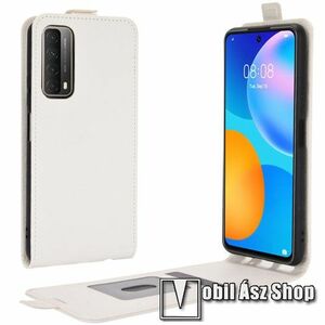 SLIM FLIP tok - FEHÉR - lefelé nyíló, rejtett mágneses záródás, szilikon belső, bankkártya tartó, előlapi hangszóró nyílás - HUAWEI P smart (2021) / HUAWEI Y7a kép
