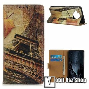 Notesz tok / flip tok - EIFFEL TORONY MINTÁS - asztali tartó funkciós, oldalra nyíló, rejtett mágneses záródás, bankkártyatartó zseb, szilikon belső - Xiaomi Mi 10T Lite 5G / Redmi Note 9 Pro 5G / Mi 10i 5G kép