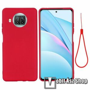 Szilikon védő tok / hátlap - mikroszálas szövettel bevont belsővel, csuklópánttal - PIROS - Xiaomi Mi 10T Lite 5G / Redmi Note 9 Pro 5G / Mi 10i 5G kép