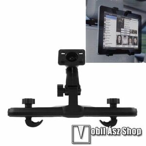 UNIVERZÁLIS tablet PC gépkocsi / autós tartó - 360°-ban elforgatható, fejtámlára szerelhető tartóval, 4.7-11"-os készülékekig - FEKETE kép