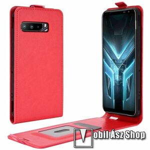 SLIM FLIP tok - PIROS - lefelé nyíló, rejtett mágneses záródás, szilikon belső, bankkártya tartó, előlapi hangszóró nyílás - ASUS ROG Phone 3 (ZS661KS) / ASUS ROG Phone 3 Strix kép