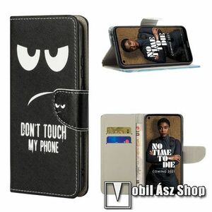 Notesz / mappa tok - Do Not Touch My Phone MINTÁS - oldalra nyíló, rejtett mágneses záródás, belső zseb, asztali tartó funkció, szilikon belső - NOKIA 3.4 (2020) kép