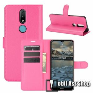 WALLET notesz tok / flip tok - MAGENTA - asztali tartó funkciós, oldalra nyíló, rejtett mágneses záródás, bankkártyatartó zseb, szilikon belső - NOKIA 2.4 (2020) kép