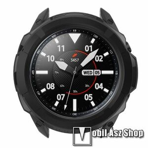 Okosóra szilikontok / műanyag lünetta védő - FEKETE - SAMSUNG Galaxy Watch3 41mm (SM-R855F) kép