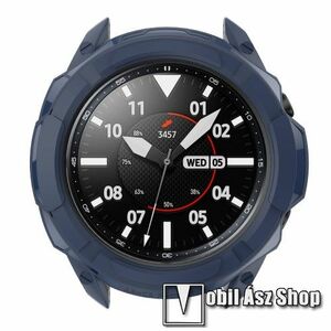 Okosóra szilikontok / műanyag lünetta védő - SÖTÉTKÉK - SAMSUNG Galaxy Watch3 41mm (SM-R855F) kép
