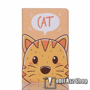 Notesz tok / mappa tok - CICA MINTÁS - asztali tartó funkciós, oldalra nyíló, bankkártyatartó zsebek, műanyag belső - SAMSUNG Galaxy Tab A7 10.4 (2020) (SM-T500/T505) / (2022) (SM-T509) kép