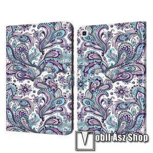 Notesz tok / mappa tok - VIRÁG MINTÁS - asztali tartó funkciós, oldalra nyíló, rejtett mágneses záródás, bankkártyatartó zsebekkel, szilikon belső - SAMSUNG Galaxy Tab A7 10.4 (2020) (SM-T500/T505) / (2022) (SM-T509) kép
