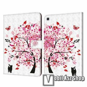 Notesz tok / mappa tok - CICA / VIRÁGZÓ FA MINTÁS - asztali tartó funkciós, oldalra nyíló, rejtett mágneses záródás, bankkártyatartó zsebekkel, szilikon belső - SAMSUNG Galaxy Tab A7 10.4 (2020) (SM-T500/T505) / (2022) (SM-T509) kép