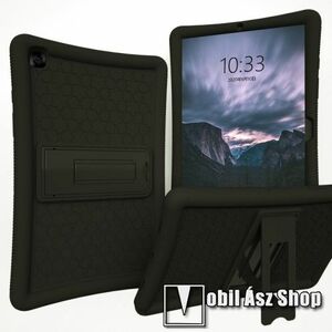 Műanyag védő tok / hátlap - FEKETE - szilikon betétes, asztali tartó funkciós, ERŐS VÉDELEM! - SAMSUNG Galaxy Tab A7 10.4 (2020) (SM-T500/T505) / (2022) (SM-T509) kép