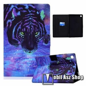 Notesz tok / mappa tok - TIGRIS MINTÁS - asztali tartó funkciós, oldalra nyíló, rejtett mágneses záródás, bankkártyatartó zsebek, szilikon belső - SAMSUNG Galaxy Tab A7 10.4 (2020) (SM-T500/T505) / (2022) (SM-T509) kép
