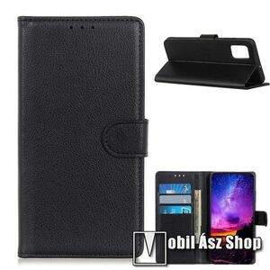 WALLET notesz tok / flip tok - FEKETE - asztali tartó funkciós, oldalra nyíló, rejtett mágneses záródás, bankkártyatartó zseb, szilikon belső - LG K62 / LG Q52 / LG K52 kép