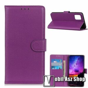 WALLET notesz tok / flip tok - LILA - asztali tartó funkciós, oldalra nyíló, rejtett mágneses záródás, bankkártyatartó zseb, szilikon belső - LG K62 / LG Q52 / LG K52 kép