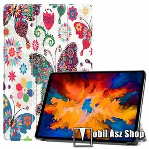 Notesz / mappa tok - PILLANGÓ / VIRÁG MINTÁS - oldalra nyíló flip cover, TRIFOLD asztali tartó funkció, mágneses záródás, műanyag belső - Lenovo Tab P11 Pro (TB-J706F) / Lenovo Tab XiaoXin P11 Pro kép
