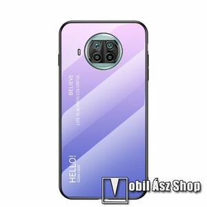 GLASS CASE műanyag védő tok / hátlap védő edzett üveg - RÓZSASZÍN / LILA - szilikon szegély - Xiaomi Mi 10T Lite 5G / Redmi Note 9 Pro 5G / Mi 10i 5G kép