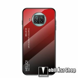 GLASS CASE műanyag védő tok / hátlap védő edzett üveg - PIROS / FEKETE - szilikon szegély - Xiaomi Mi 10T Lite 5G / Redmi Note 9 Pro 5G / Mi 10i 5G kép