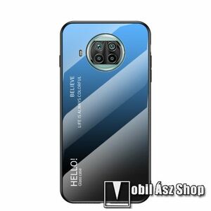 GLASS CASE műanyag védő tok / hátlap védő edzett üveg - KÉK / FEKETE - szilikon szegély - Xiaomi Mi 10T Lite 5G / Redmi Note 9 Pro 5G / Mi 10i 5G kép
