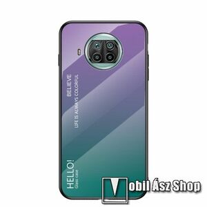 GLASS CASE műanyag védő tok / hátlap védő edzett üveg - LILA / ZÖLD - szilikon szegély - Xiaomi Mi 10T Lite 5G / Redmi Note 9 Pro 5G / Mi 10i 5G kép