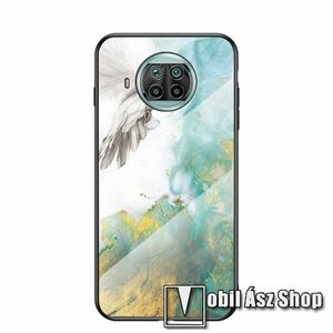 GLASS CASE műanyag védő tok / hátlap védő edzett üveg - KÉK / ARANY MÁRVÁNY MINTÁS - szilikon szegély - Xiaomi Mi 10T Lite 5G / Redmi Note 9 Pro 5G / Mi 10i 5G kép