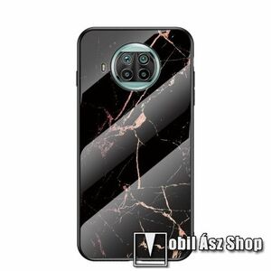 GLASS CASE műanyag védő tok / hátlap védő edzett üveg - FEKETE / ARANY MÁRVÁNY MINTÁS - szilikon szegély - Xiaomi Mi 10T Lite 5G / Redmi Note 9 Pro 5G / Mi 10i 5G kép